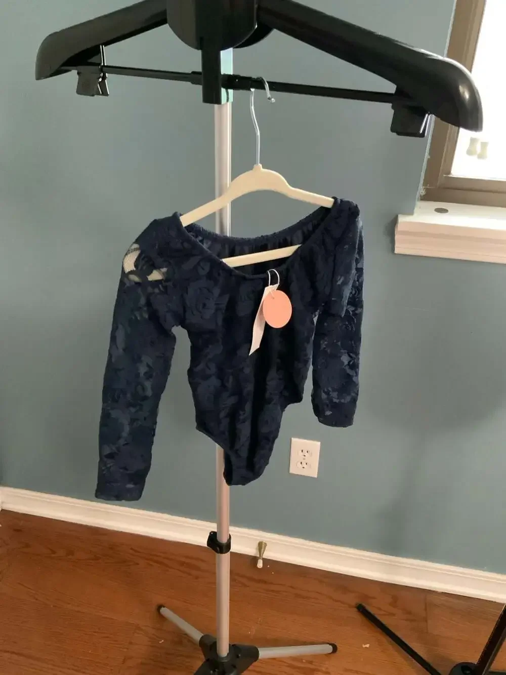 Bailey's Blossoms Long Sleeve Lace Bodysuit Size 2T Navy Blue